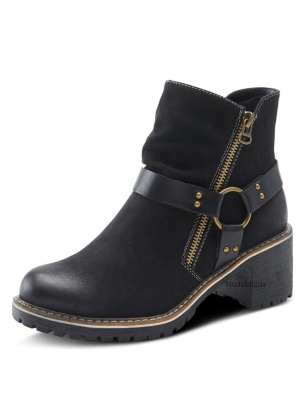 Vegan Faux Leather Ankle Booties Zip Closure Faux Fur Insole Womens Boots